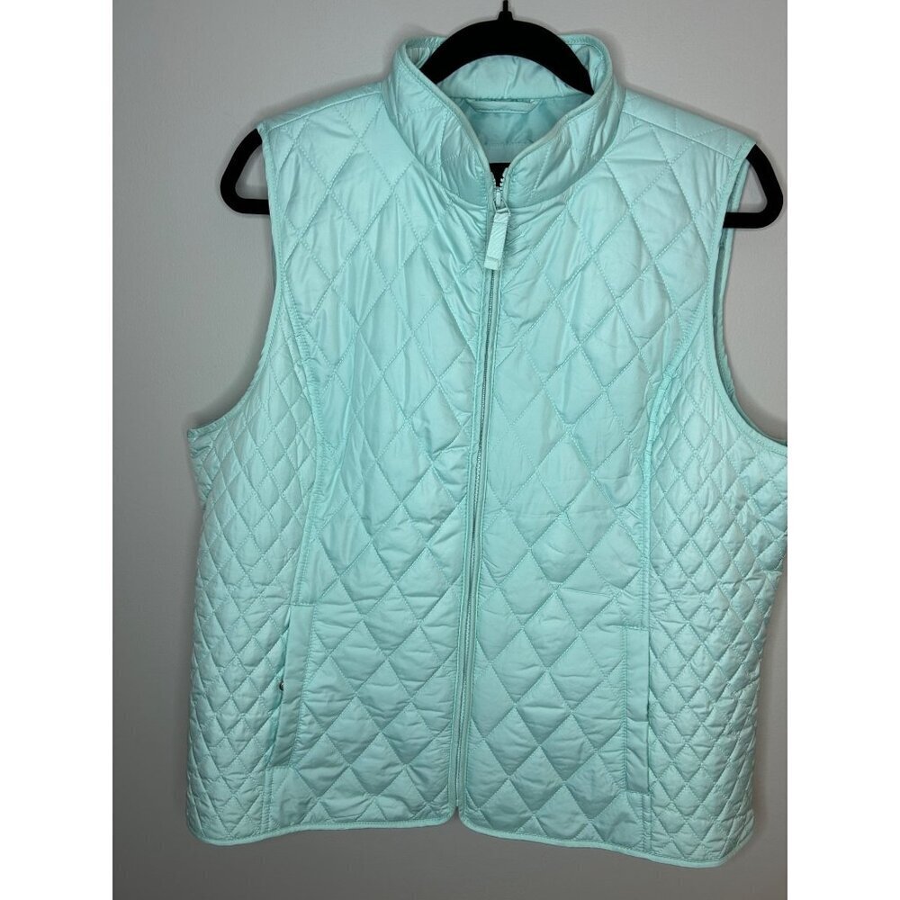 Talbots Blue full zip quilted layering vest Women's Sz Small - Picture 2 of 8